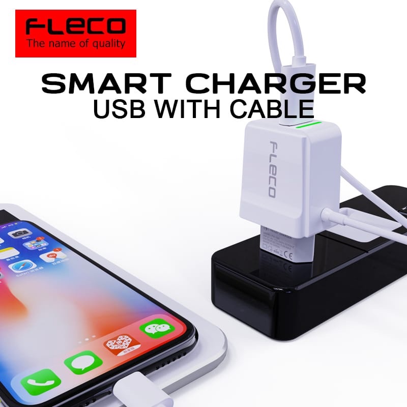 PROMO CHARGER FLECO F005 2.4A SMART CHARGER MICRO WITH 1USB PREMIUM MODEL BEST SELLER