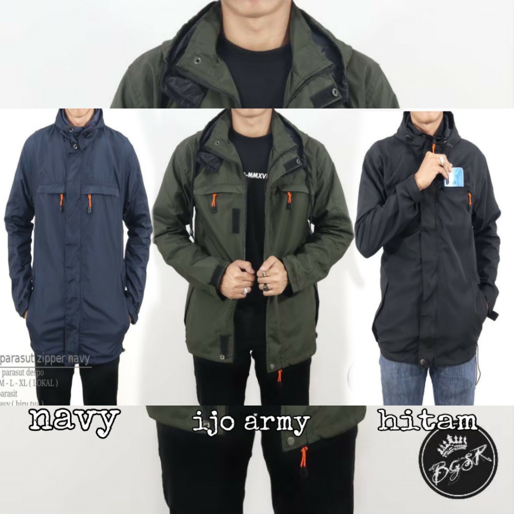 Jaket parasut zipper pria original bgsr / jaket parasut simple / jaket parasut hoodie