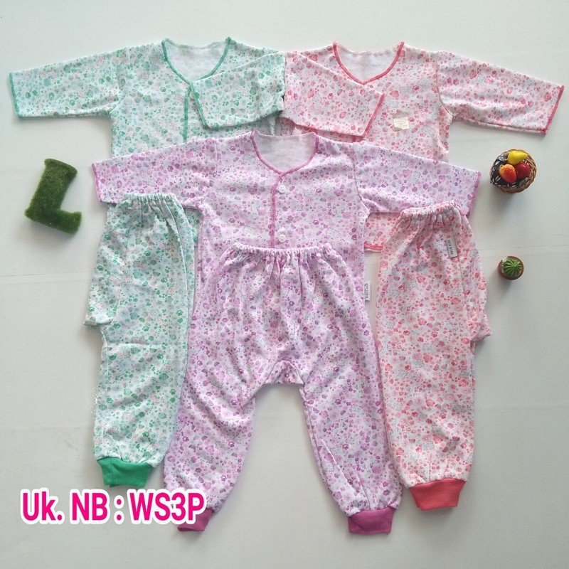 baju bayi perempuan baru lahir 0-4 bulan little Q isi 3