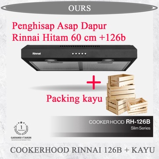 Cooker Hood RINNAI RH 126 B Penghisap asap dapur hitam 60cm 126b (sudah termasuk packing kayu) tanpa cerbong asap