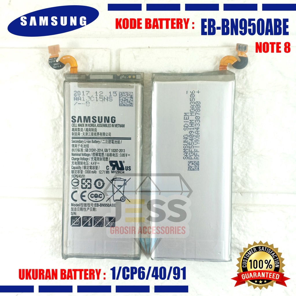 Baterai Battery Original SAMSUNG Galaxy Note 8 &amp; N9500 &amp; N9508 &amp; N950 &amp; SM-N950F Kode Batre EB-BN950ABE