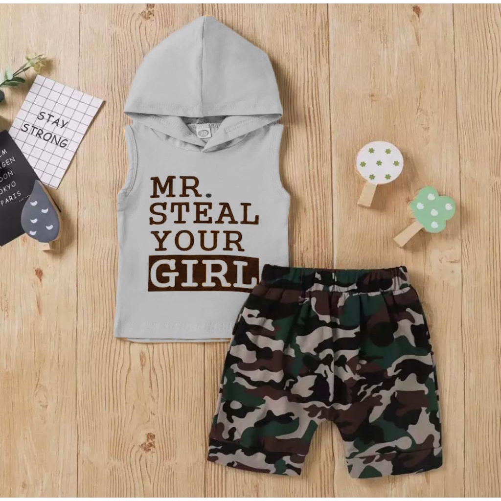 SETELAN ANAK BAJU ANAK HOODIE MR.STEAL 1-5 TAHUN BAJU ANAK LAKI LAKI SETELAN ANAK LAKI BAJU ANAK