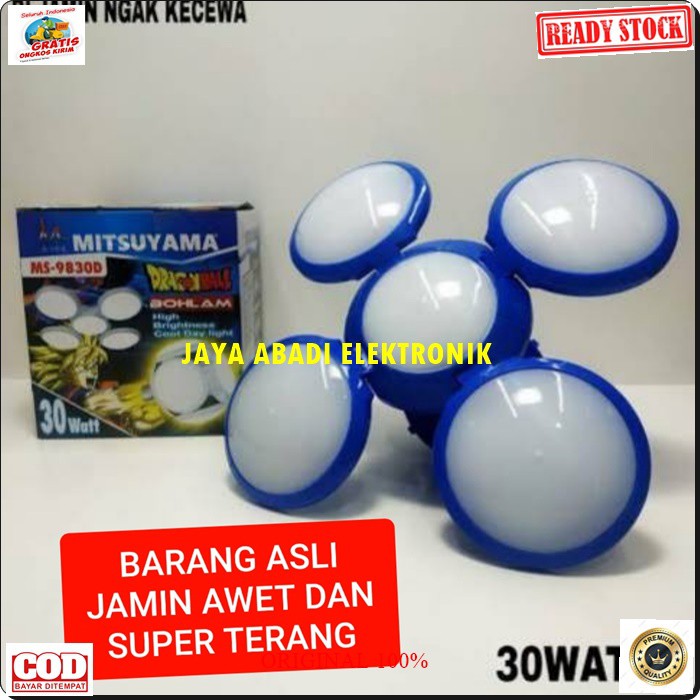 G535 Bohlam Lampu LED Putih 30 Watt Mitsuyama WAT LAMP BULB bollam TERANG SINAR PENERANG CAHAYA 30 WATT REAL G535  SPESIFIKASI: - Voltase : 220V / 50 Hz - Watt : 30watt - Faktor daya : &gt;0.7 - Fitting : E27 - Fluks cahaya: 2400LM - LED : 6500K G53