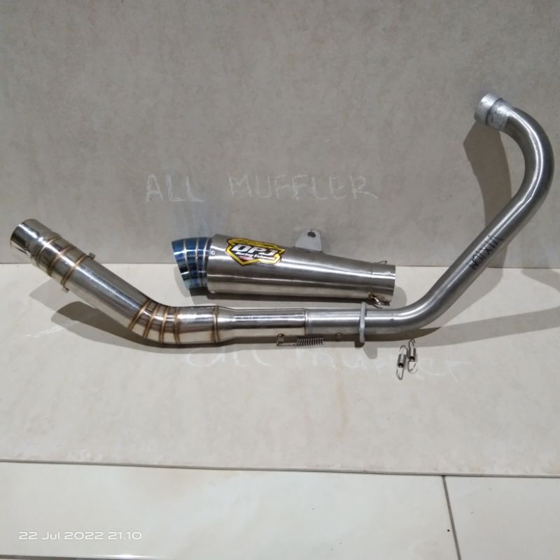 Knalpot Racing DPJ jigsaw corong blue Fixion full set