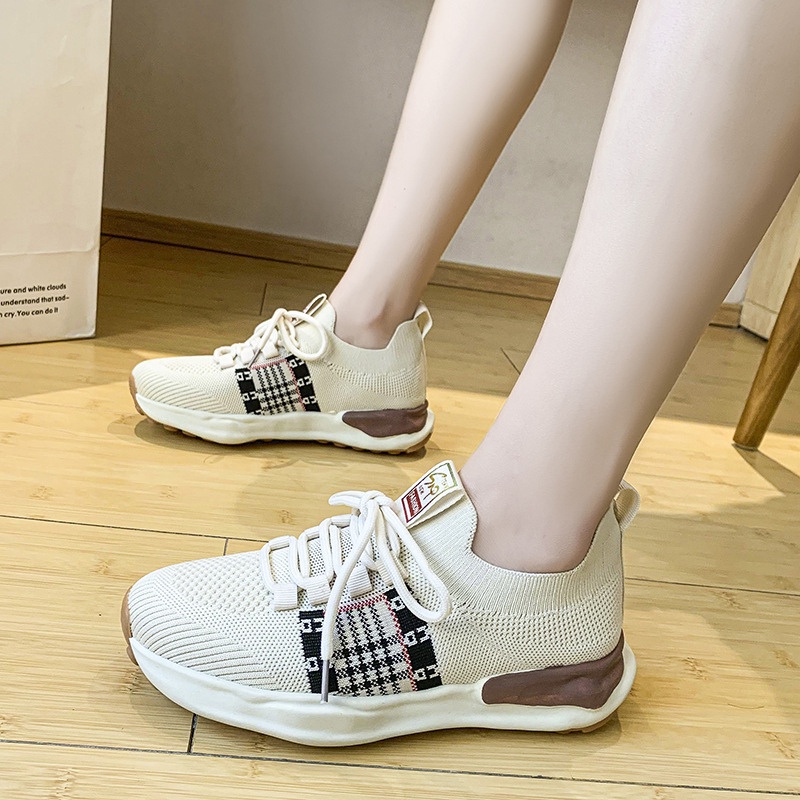 RYX - Plaid Ribbon Sepatu Sneakers Tali Wanita Fashion Casual - Ori Import