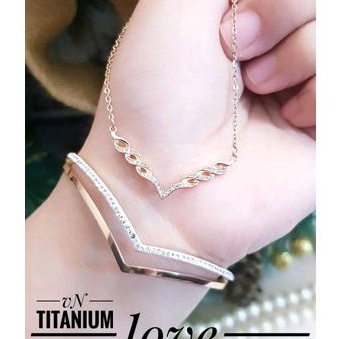 Titanium Set Perhiasan Wanita Rosegold Fuji 48222