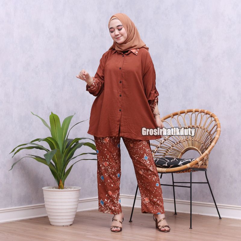 JUMBO SKODER SET CELANA DAN KEMEJA SHIBORI PAJAMAS TIE DYE TERBARU BAJU TIDUR PIYAMA KEKINIAN-5