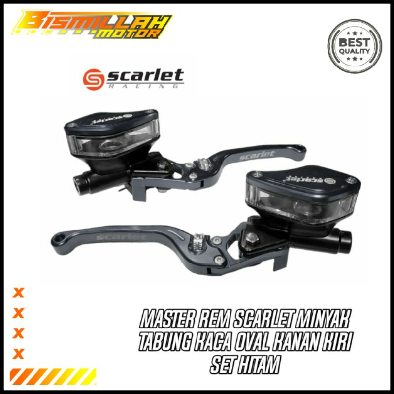 MASTER REM MINYAK SCARLET SET KANAN KIRI TABUNG KACA OVAL HITAM MERAH BIRU CNC
