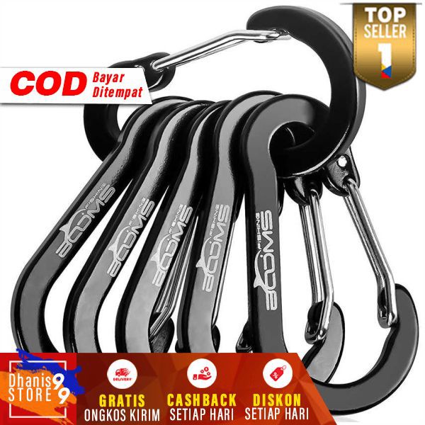 Gantungan Karabiner Aluminium Alloy Snap Clip Lock Pengait Perlengkapan Petualang 6PCS Serbaguna