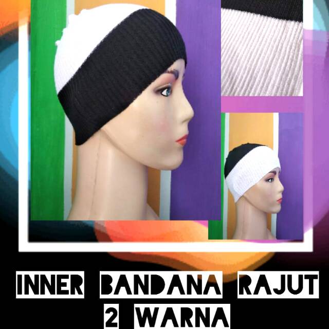 Bandana RAJUT 2 Warna Two Tone Anti Pusing Ciput Inner Hijab Ecer Grosir [BANDANA 2WARNA]