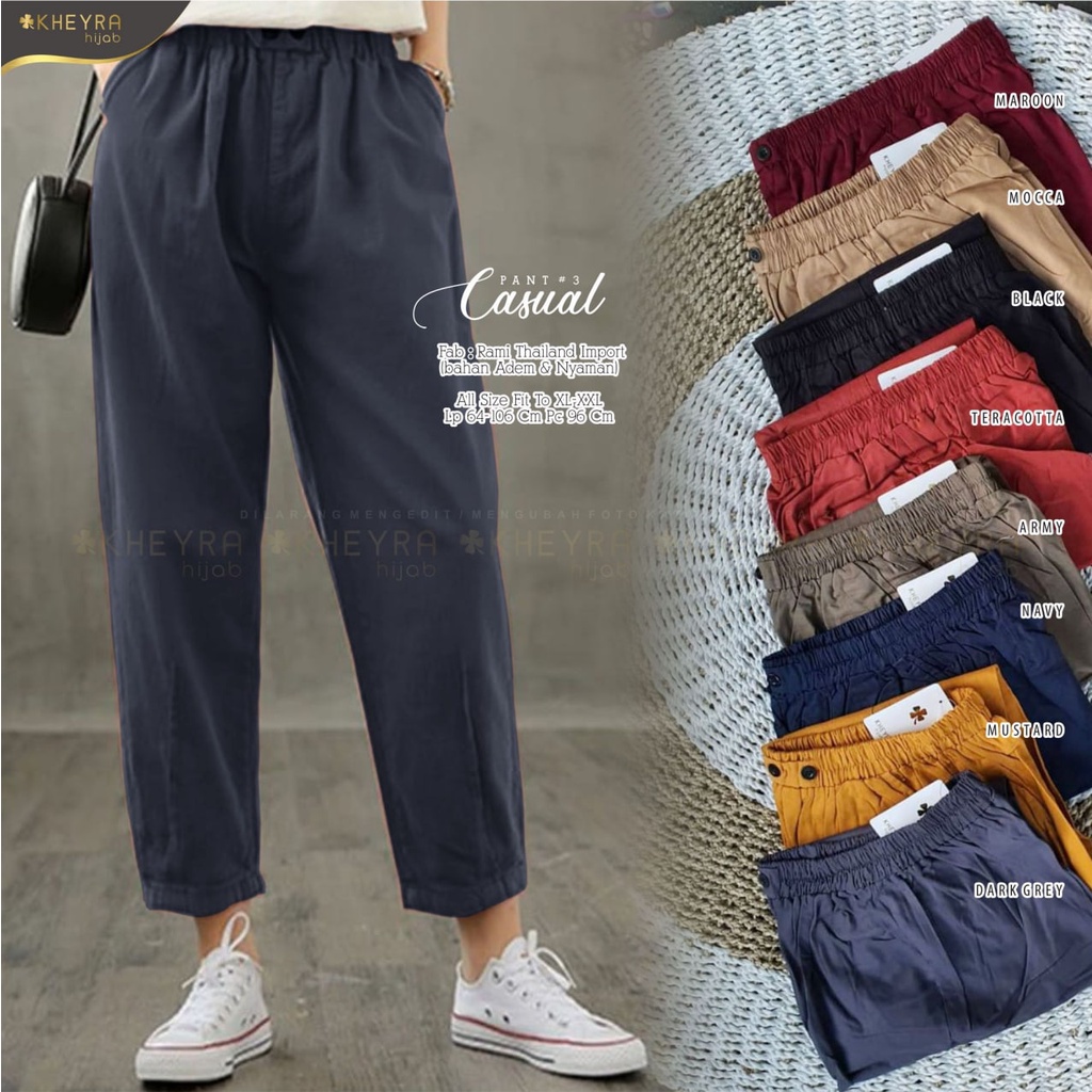 [PANTS] Casual Pants #3 by Kheyra - Celana Berbahan Rami Thailand Import - Celana Wanita All Size Fi