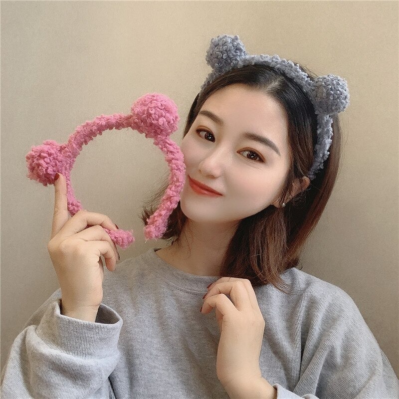 BANDO BERUANG BULU ALA WANITA KOREA U199 BEAR LUCU KPOP BANDANA LEMBUT PEREMPUAN CUTE