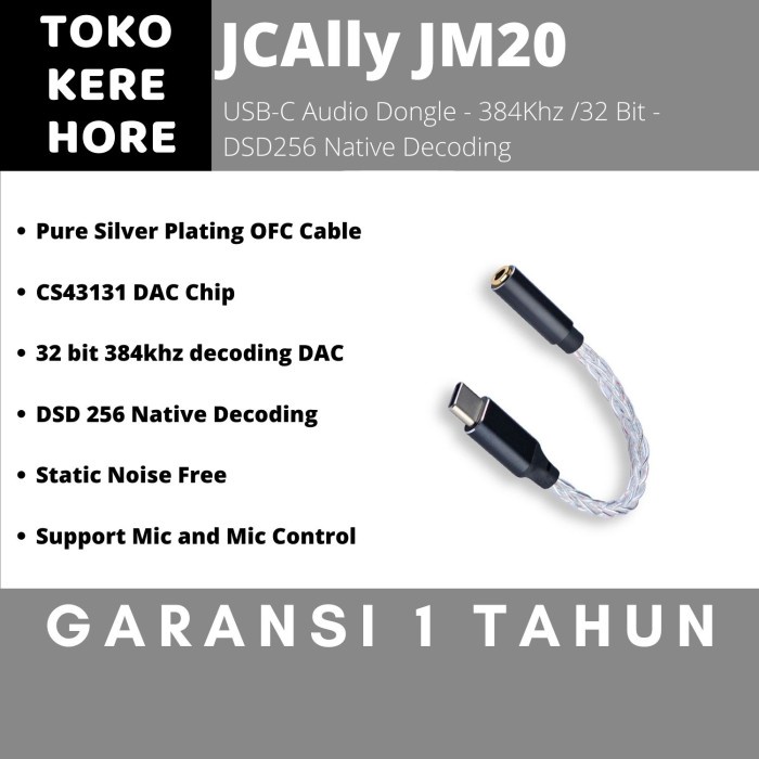 JCAlly JM20 CS43131 USB Type C Audio Dongle 32 bit 784Khz