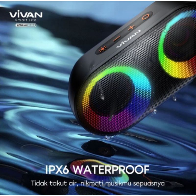 VIVAN Speaker Bluetooth VS16 TWS 10W Super Bass IPX6 Waterproof RGB Light Rhyme Garansi Original Resmi