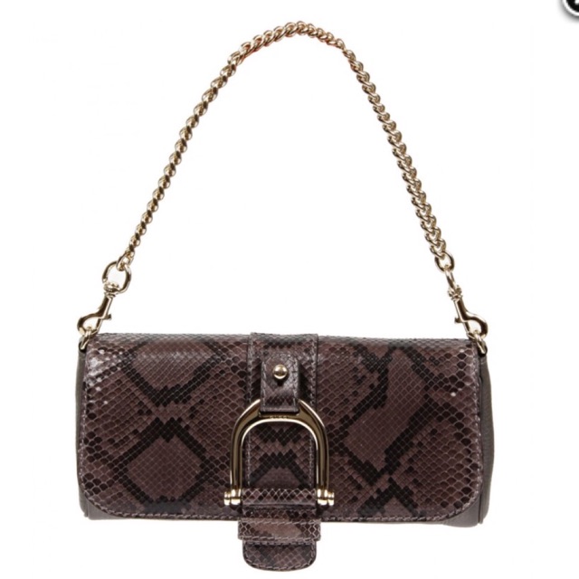 Gucci Grey leather and snakeskin clutch bag