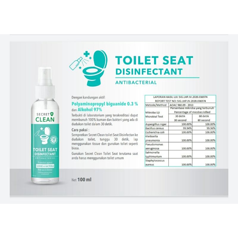 Secret Clean Toilet Seat Disinfectant 100ml