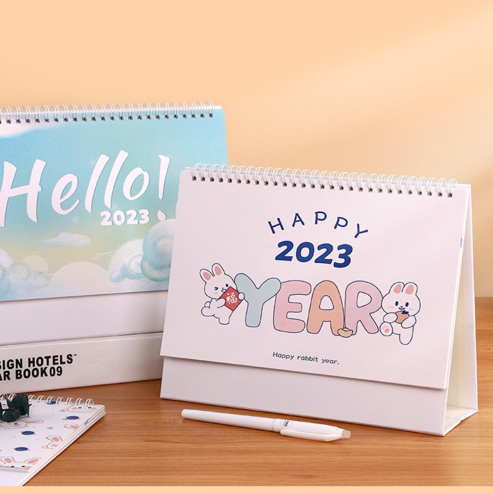 Preva 2023desk Kalender Kertas Kantor Notebook Planner Tahunan Kartun Cewek Agenda Organizer