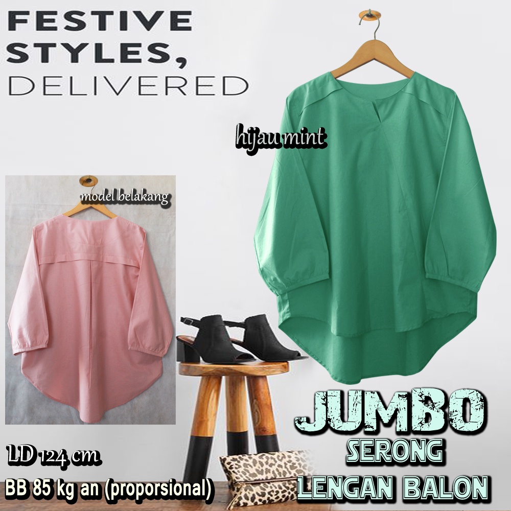 Baju Atasan Wanita / Blus Wanita Model Serong Bahu Lipat Jumbo-1
