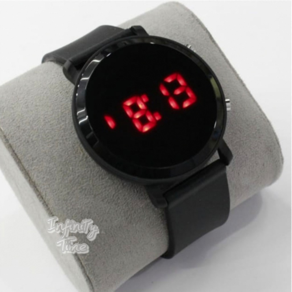 Jam Tangan LED Watch Bulat Cewek Cowok Digital Strap Rubber