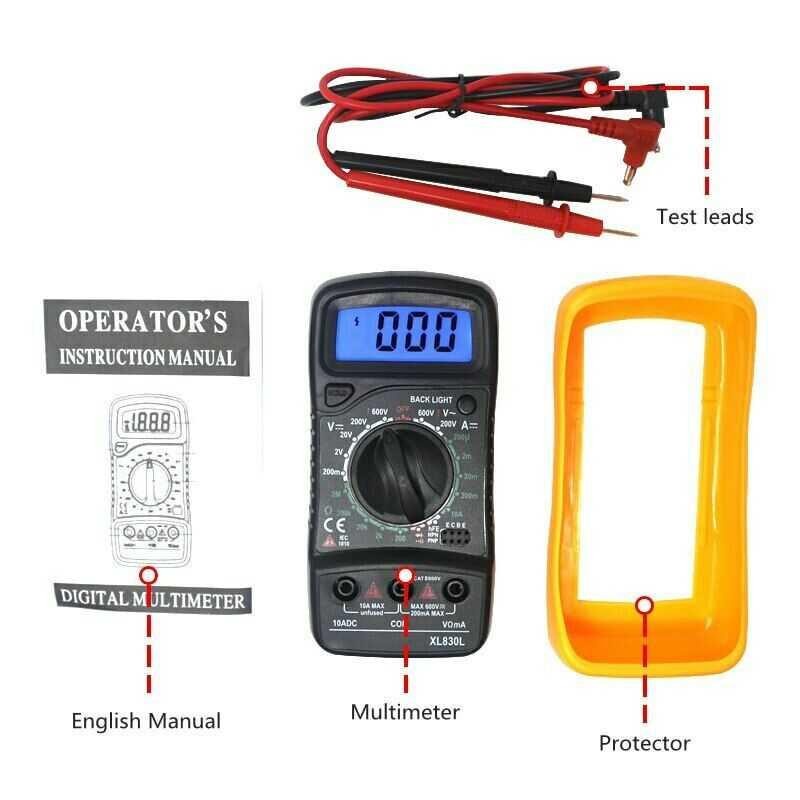 Mini Digital Multimeter AC/DC Voltage Tester - XL830L - Black/Yellow