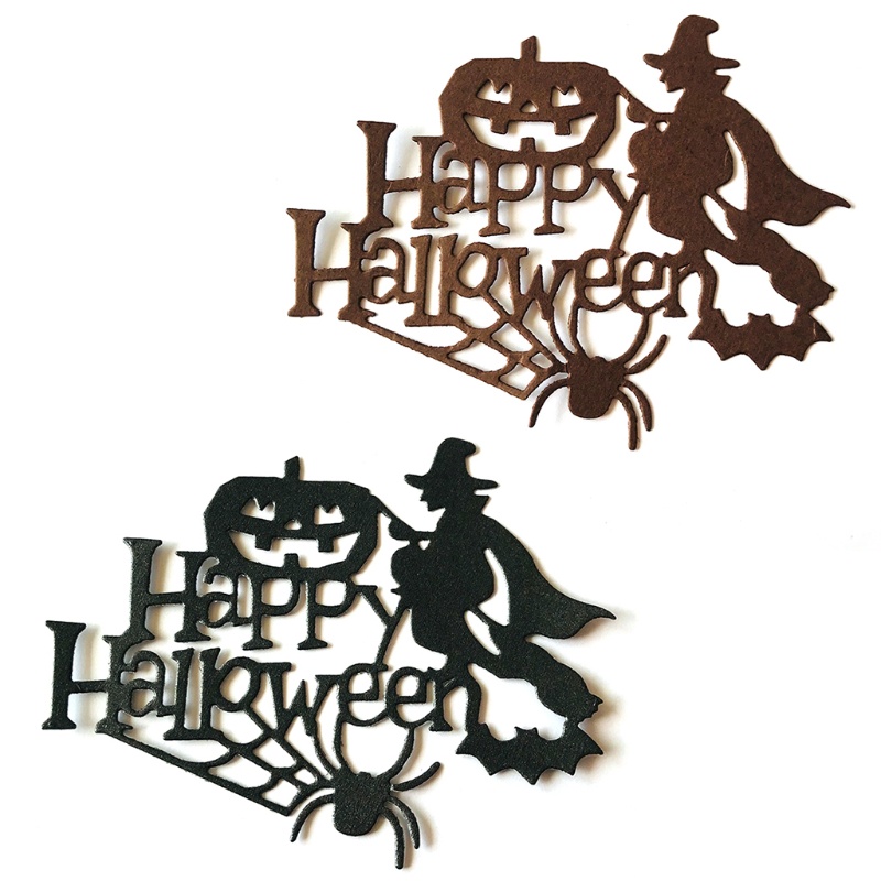 3pcs / set Cutting Dies Stencil Bahan Metal Desain Happy Halloween Untuk Dekorasi Album Scrapbook