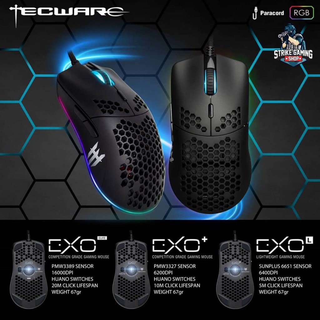 TECWARE EXO ELITE HONEYCOMB RGB GAMING MOUSE