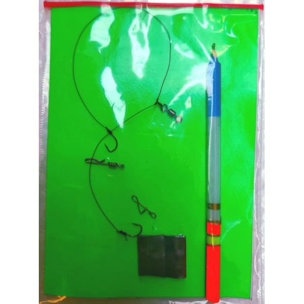 Rakitan pancing lumut cabang 2 mata kail sepaket