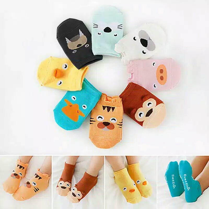 Kaos Kaki Sepatu Bayi Bahan Katun Breathable Motif Kartun ANIMAL 3D Enak Pakai Nyaman Impor ZKBN