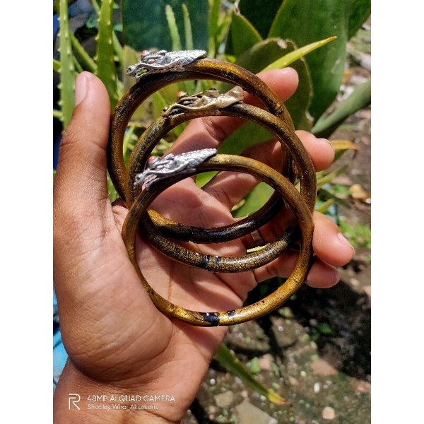 Gelang Tali Arus serat emas variasi Alpaka Naga