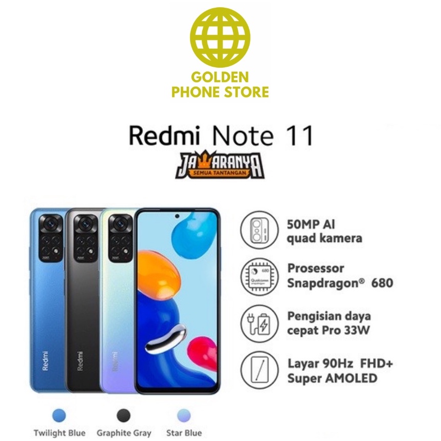 Xiaomi Redmi Note 11 (6GB+128GB) Snapdragon® 680 50MP AI Quad Kamera Layar AMOLED FHD+ 6,67