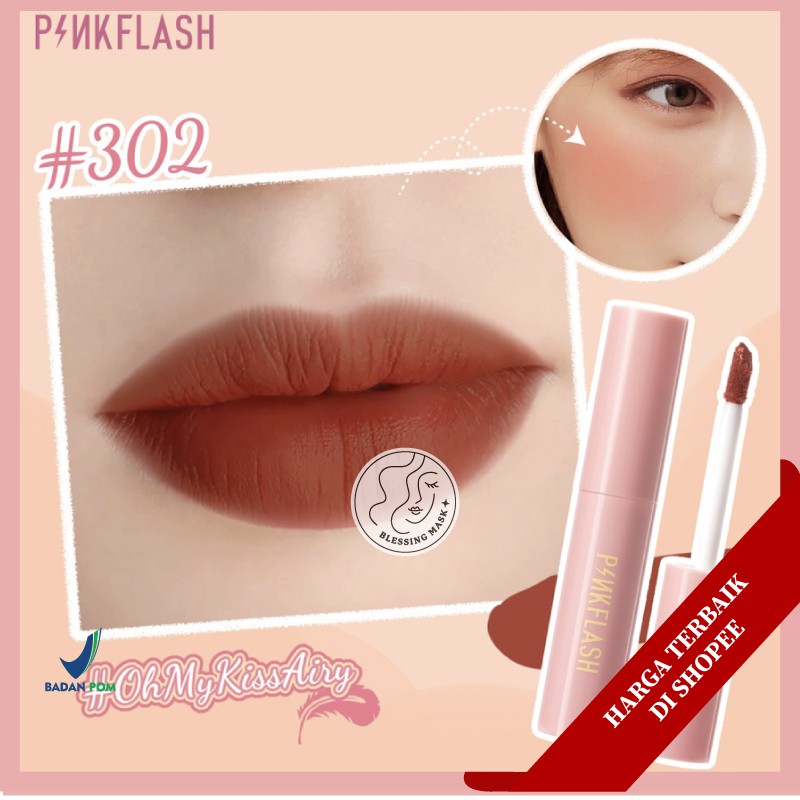 [BPOM] PINKFLASH Matte Liquid Lipstick Lasting Waterproof Lip Tint Shimmer Lip Gloss Velvet Matte-#302 Lip Tint