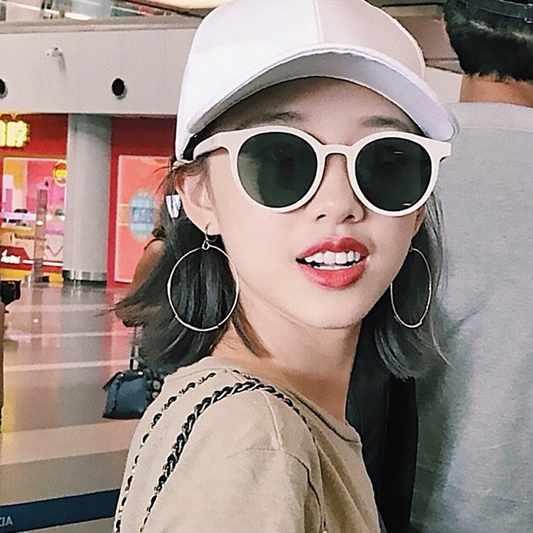 Kacamata Hitam Wanita Gaya Retro Frame Bulat Fashion Korea/unisex