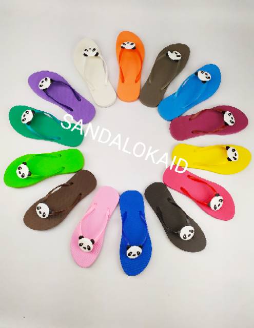 Sandal Jepit Kartun Panda | Sendal Wanita Cantik Spon Jepit Cartoon Lucu