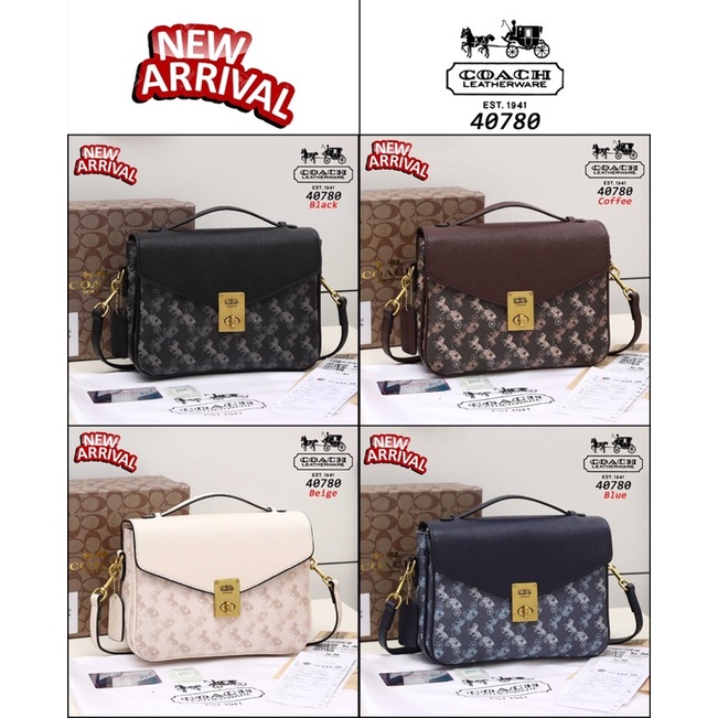 Tas Coach Pochette Metis Handbag Flip Messenger with Horse Carriage Print Like Ori Leather (40780)