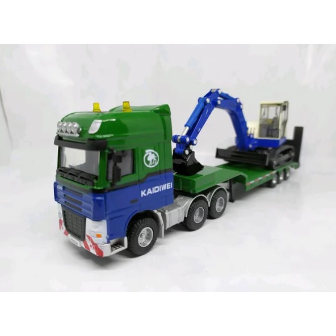 Truck Trailer Pengangkut Alat Berat Excavator Diecast 