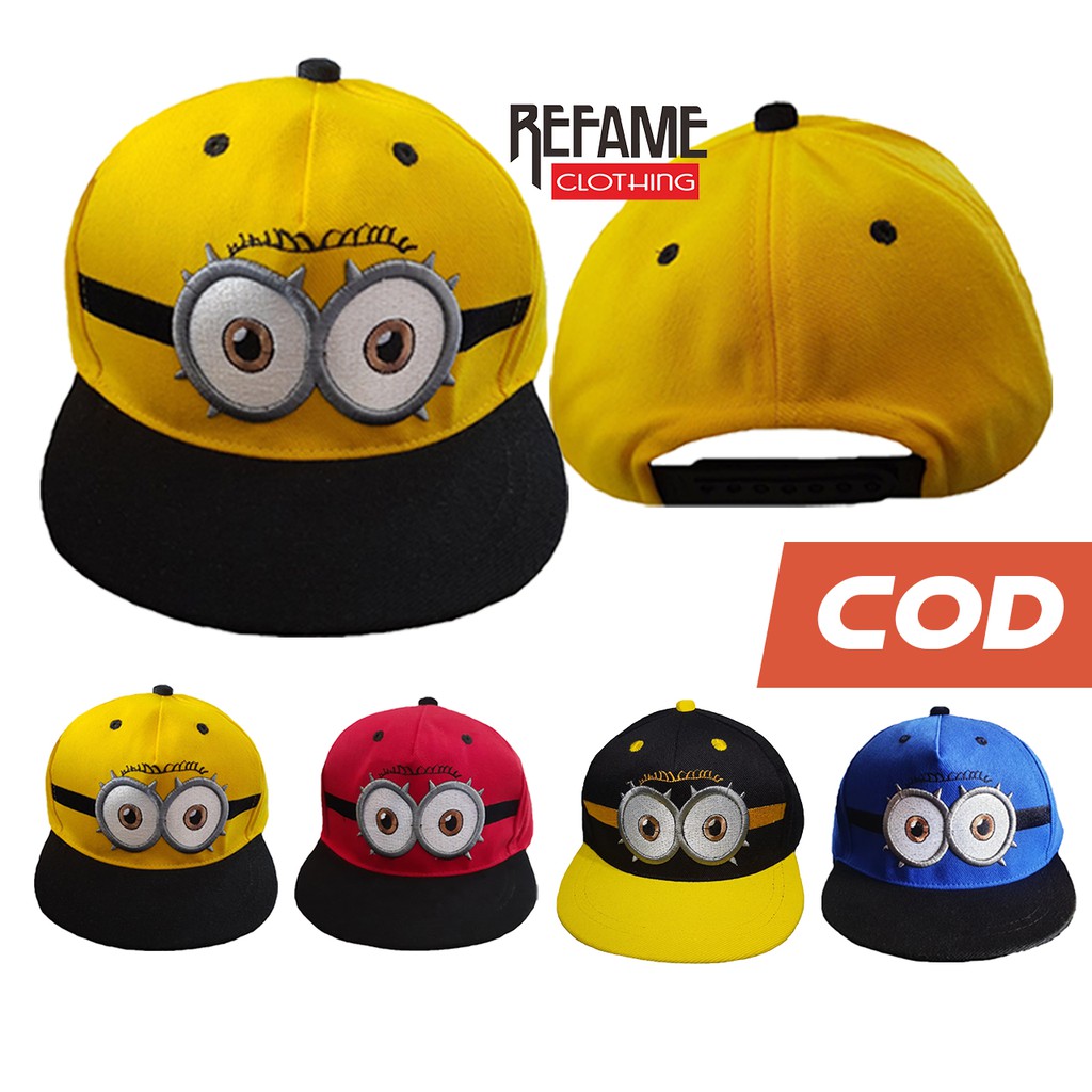 Topi Anak Laki Laki Perempuan Karakter Minion Lucu Cowok Cewek Aksesoris Anak Topi Snapback Anak