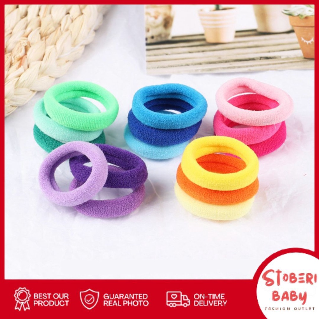 PUNCAK 3.3 stoberi baby - IKAT RAMBUT BON-BON 50PCS Karet Polos Korea Karet Simple Elegan Kuncir Rambut