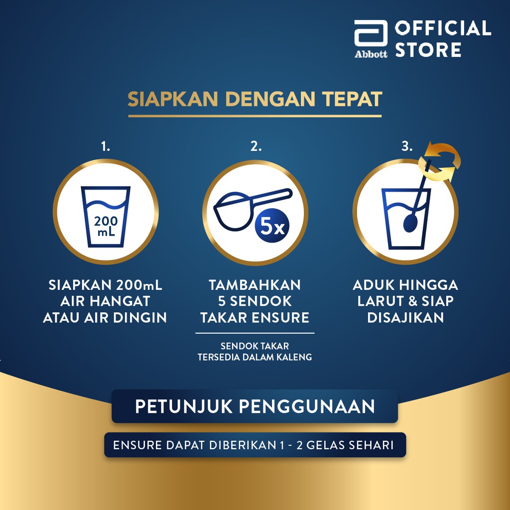 Ensure Gold 380 g - Susu Nutrisi Dewasa Rendah Laktosa - Vanilla/Coklat/Gandum