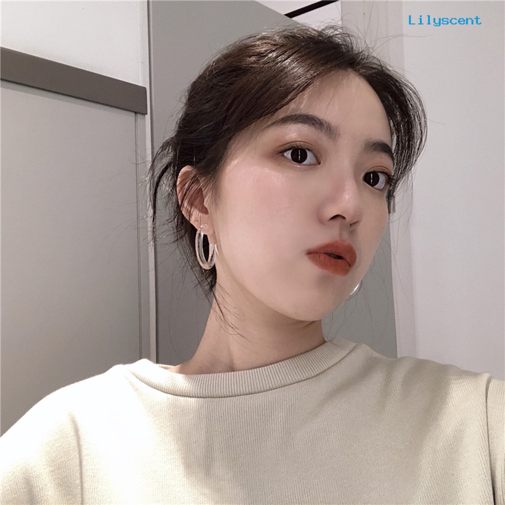 Ls Anting Hoop Bentuk Bulat C Bahan Akrilik Transparan Gaya Retro Untuk Wanita