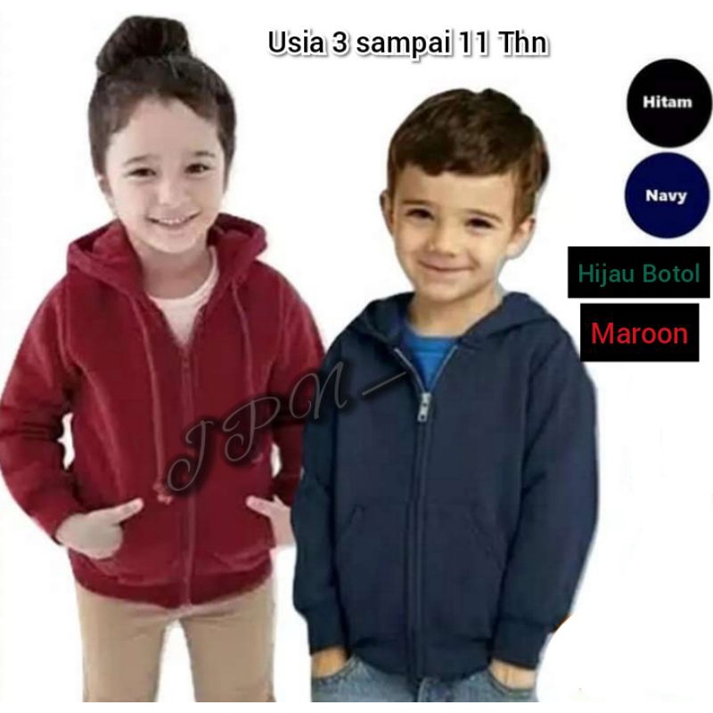 JAKET ANAK POLOS USIA 3 4 5 6 7 8 9 10 11 12 TAHUN SLETING TUDUNG WARNA HITAM NAVY MAROON HIJAU ZIPPER BAHAN KATUN TEBAL ADEM LEMBUT BAYI ANAK REMAJA HALUS PROMO TERMURAH BANDUNG