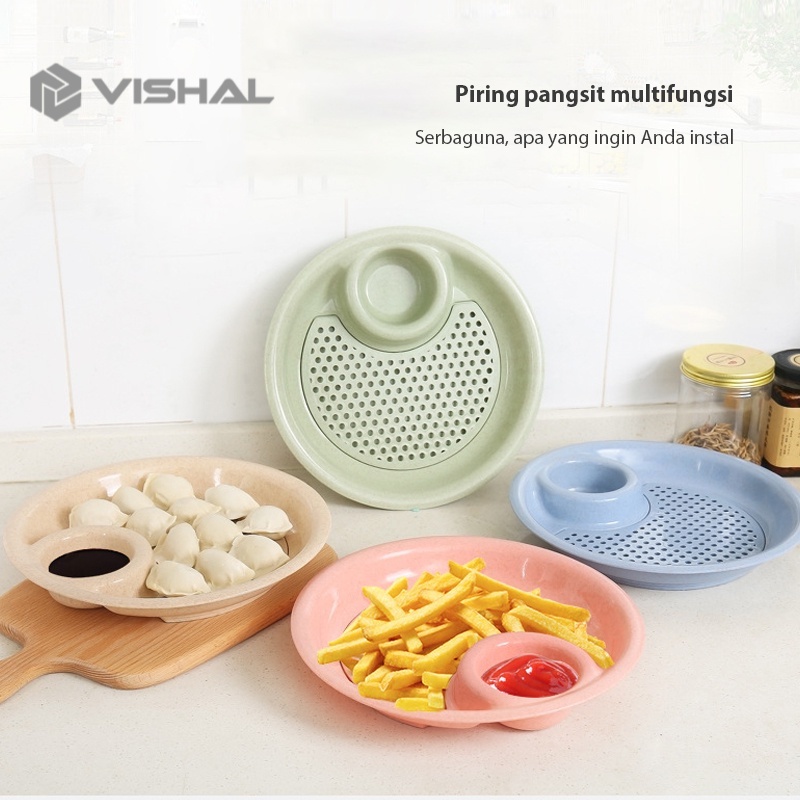 VISHAL Piring Makanan Dan Cemilan 2 in 1 Piring Dimsum Buah Serbaguna Piring Cantik Piring Pangsit VS-72
