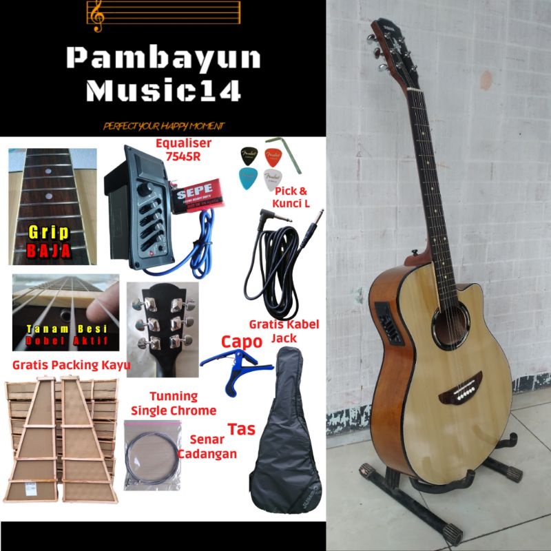 gitar jumbo akustik elektrik yamaha apx 500ii murah berkualitas gratis packing kayu