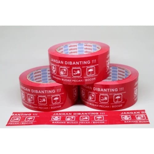 LAKBAN FRAGILE MERAH JANGAN DIBANTING HANDLE WITH CARE 48mmx45 METER