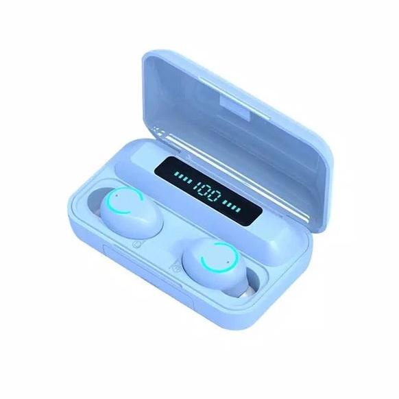 Headset Bluetooth Tws F9-9 Tws Macaron Headphone Wireless Pink - Biru