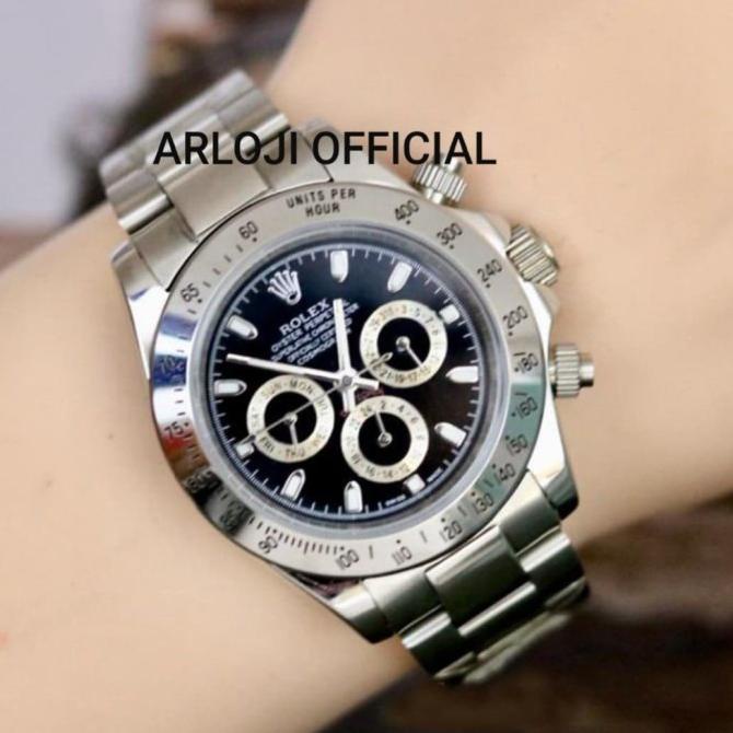 Jam tangan ROLEX DAYTONA 1992 Crono Aktif Silver Black anti air