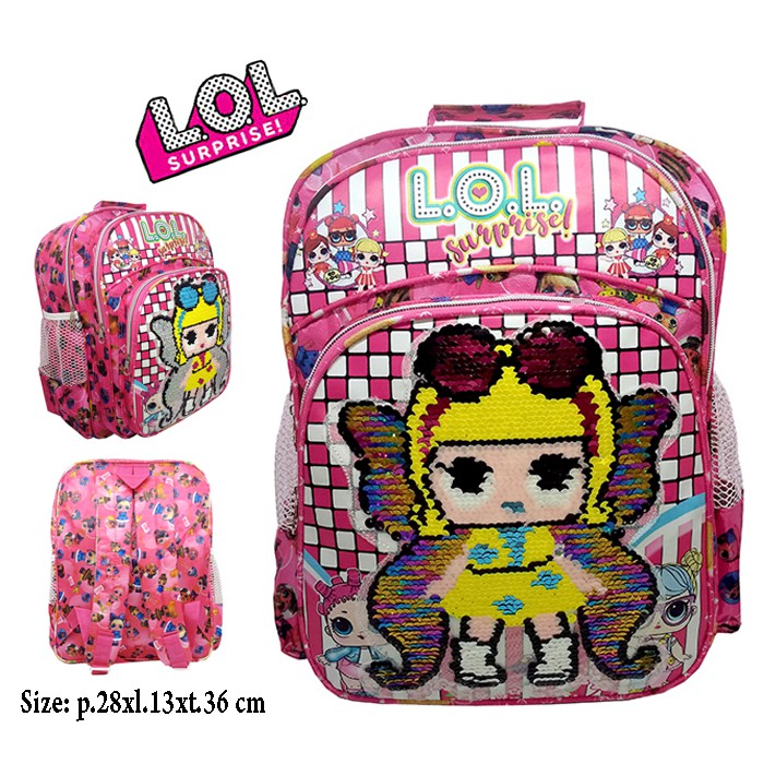 Tas Anak Ransel SEQUIN LOL - Tas Ransel Anak Sekolah SD Usap Karakter LOL