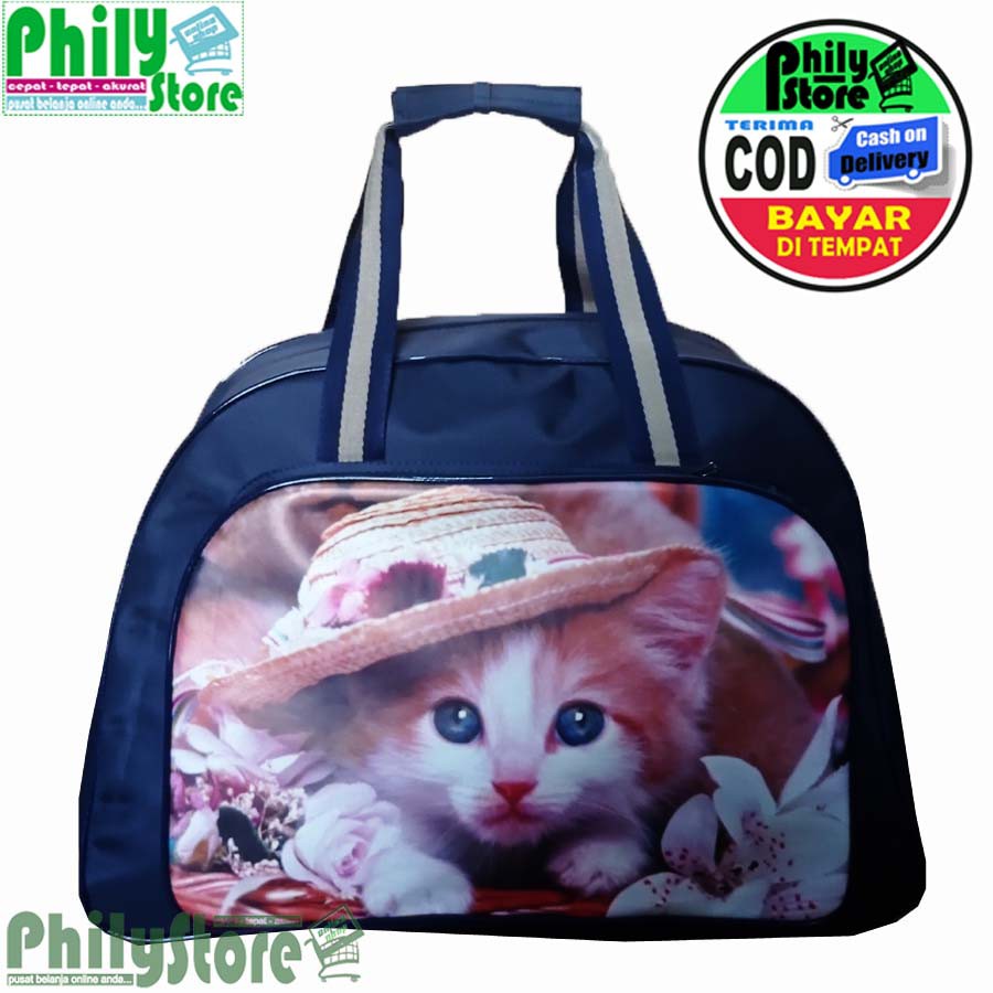 TAS PAKAIAN MOTIF TRAVELBAG BESAR ELLE GAMBAR KUCING TAS MUDIK PULANG KAMPUNG