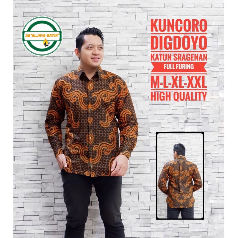 Kemeja Batik Pria Kuncoro Digdoyo Katun halus Sragenan Fullfuring asli keren