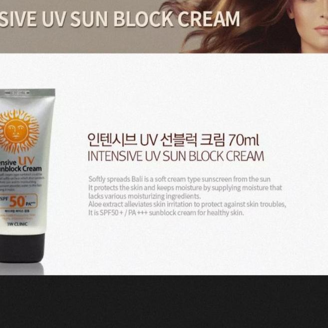 

COD✔️3W Clinic Intensive UV Sunblock Cream SPF 50+ PA+++ 70ml / Sunscreen 3W Clinic Ori|KD6