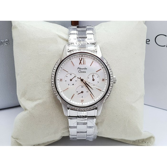 jam tangan wanita alexandre christie original AC 2720BF FULL SILVER